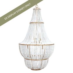 Sierra Beaded Chandelier - Gold/White - OUTLET NSW