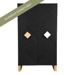 Herringbone Bar Cabinet -*Black Doors* -  OUTLET NSW