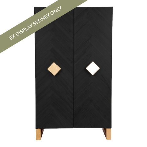 Herringbone Bar Cabinet -*Black Doors* -  OUTLET NSW