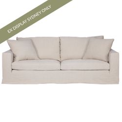 Bungalow 3 Seater Slip Cover Sofa - Natural Linen - OUTLET NSW