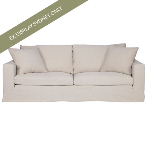 Bungalow 3 Seater Slip Cover Sofa - Natural Linen - OUTLET NSW