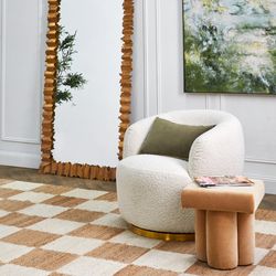 Tubby Swivel Arm Chair - Ivory Boucle - OUTLET NSW