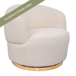 Tubby Swivel Arm Chair - Ivory Boucle - OUTLET NSW
