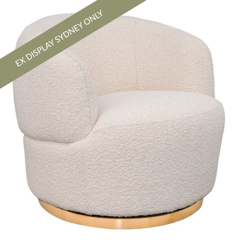 Tubby Swivel Arm Chair - Ivory Boucle - OUTLET NSW