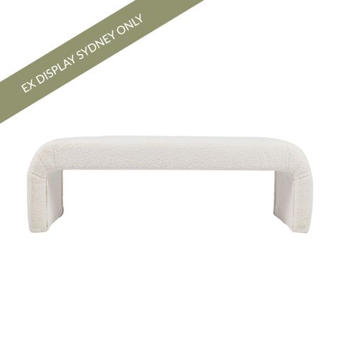 The Curve Bench Ottoman - White Boucle - OUTLET NSW