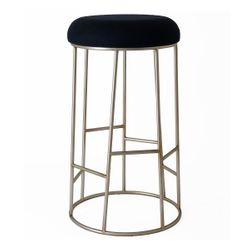Aiden Gold Steel Bar Stool - Black Linen