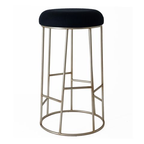 Aiden Gold Steel Bar Stool - Black Linen