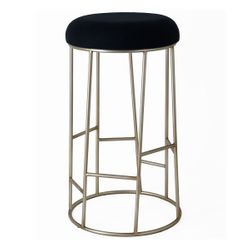Aiden Gold Steel Bar Stool - Black Linen
