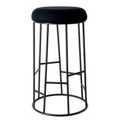Aiden Black Steel Bar Stool - Black Linen