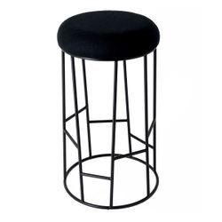 Aiden Black Steel Bar Stool - Black Linen