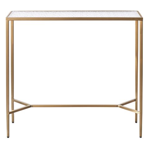 Chloe Rippled Glass Console Table - Small Gold