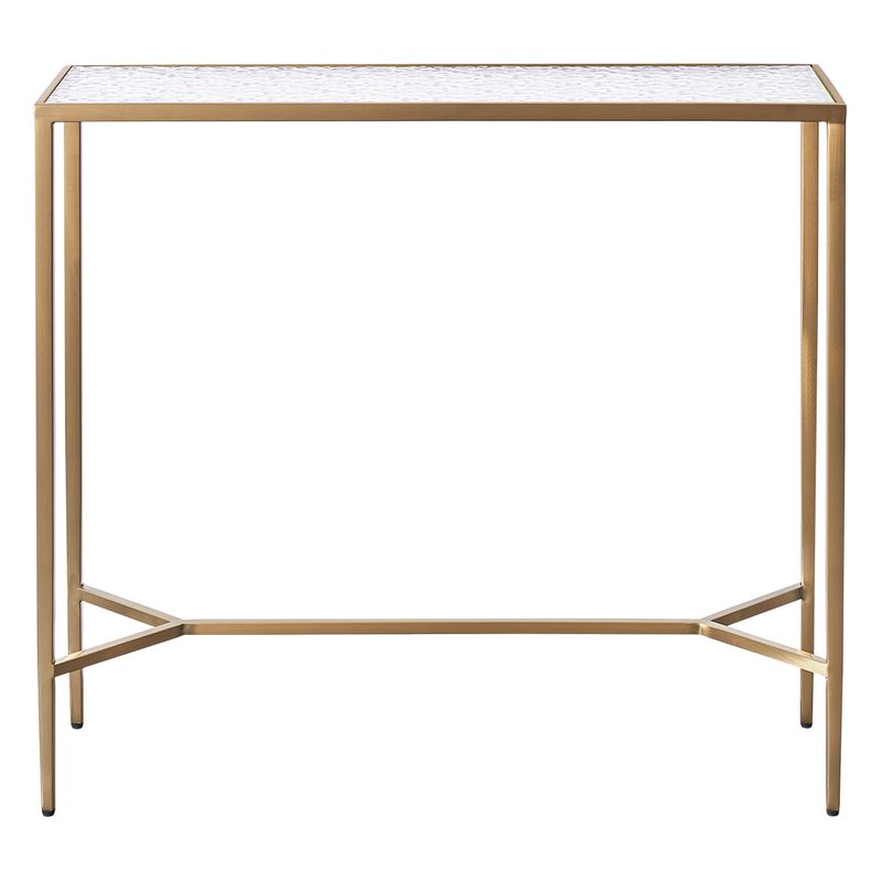 Chloe Rippled Glass Console Table - Small Gold