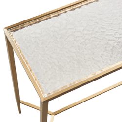 Chloe Rippled Glass Console Table - Small Gold