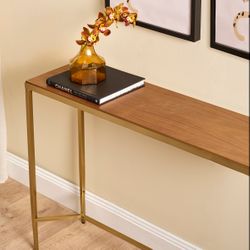 Chloe Timber Console Table - Small Gold