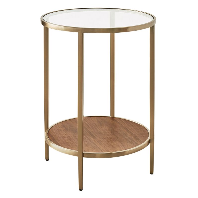 Chloe Glass and Timber Side Table - Gold
