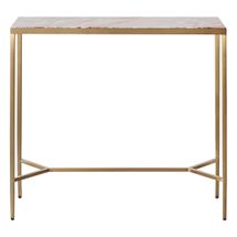 Chloe Pink Marble Console Table - Small Gold