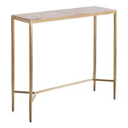 Chloe Pink Marble Console Table - Small Gold