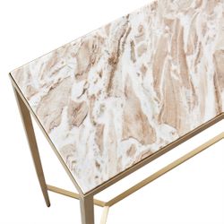 Chloe Pink Marble Console Table - Small Gold