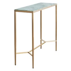 Chloe Dusty Jade Marble Console Table - Small Gold