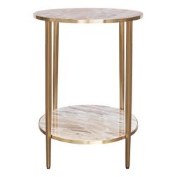 Chloe Pink Marble Side Table - Gold
