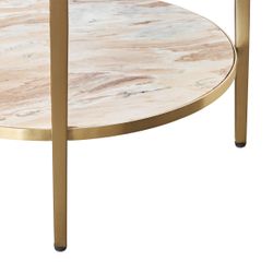 Chloe Pink Marble Side Table - Gold
