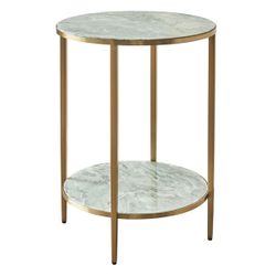 Chloe Dusty Jade Marble Side Table - Gold
