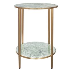 Chloe Dusty Jade Marble Side Table - Gold