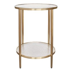 Chloe Rippled Glass Side Table - Gold