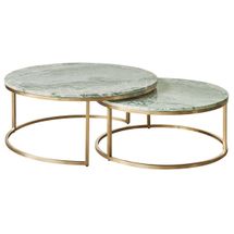 Chloe Dusty Jade Marble Nesting Coffee Table - Gold