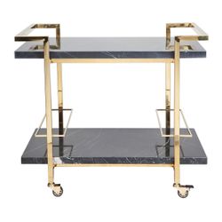 Franklin Black Marble Bar Cart - Gold