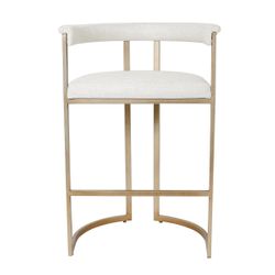 Dino Kitchen Stool with Upholstered Arms - Natural Linen