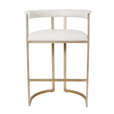 Dino Kitchen Stool with Upholstered Arms - Natural Linen