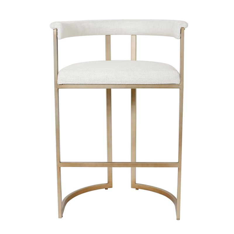 Dino Kitchen Stool with Upholstered Arms - Natural Linen