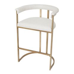 Dino Kitchen Stool with Upholstered Arms - Natural Linen