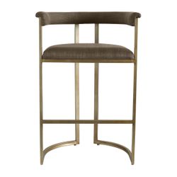 Dino Kitchen Stool with Upholstered Arms - Chocolate Linen