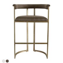 Dino Kitchen Stool with Upholstered Arms - Chocolate Linen