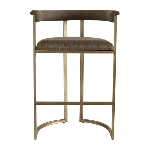 Dino Kitchen Stool with Upholstered Arms - Chocolate Linen