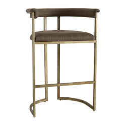 Dino Kitchen Stool with Upholstered Arms - Chocolate Linen