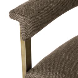 Dino Kitchen Stool with Upholstered Arms - Chocolate Linen