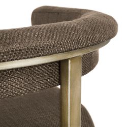 Dino Kitchen Stool with Upholstered Arms - Chocolate Linen