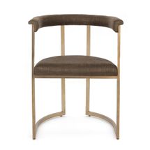 Dino Dining Chair with Upholstered Arms - Chocolate Linen