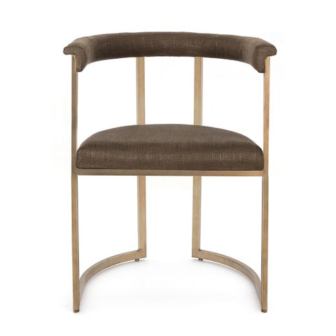 Dino Dining Chair with Upholstered Arms - Chocolate Linen