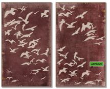 Migration Set of Two Oil on Canvas Painting – Maroon - OUTLET NSW
