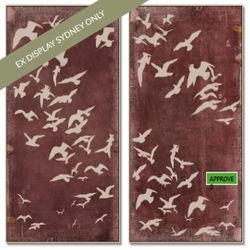 Migration Set of Two Oil on Canvas Painting – Maroon - OUTLET NSW