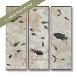 Fossilised Set of Three Oil On Canvas Painting - OUTLET NSW
