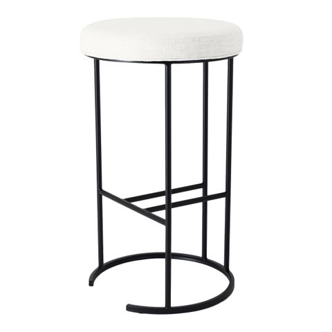 Blackley Black Iron Bar Stool - Natural Linen