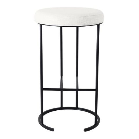 Blackley Black Iron Bar Stool - Natural Linen