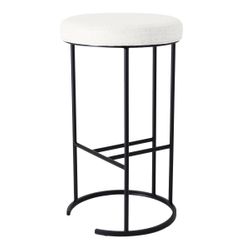 Blackley Black Iron Bar Stool - Natural Linen