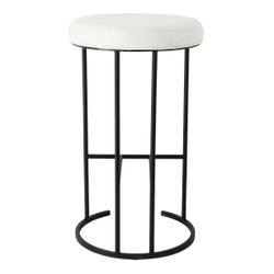 Blackley Black Iron Bar Stool - Natural Linen