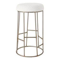 Aiden Gold Steel Bar Stool - Natural Linen